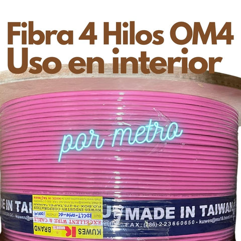 Cable de 4 fibras ópticas OM4 de tubo holgado central LSZH, por metro Kuwes KDCLT-OM4-4C