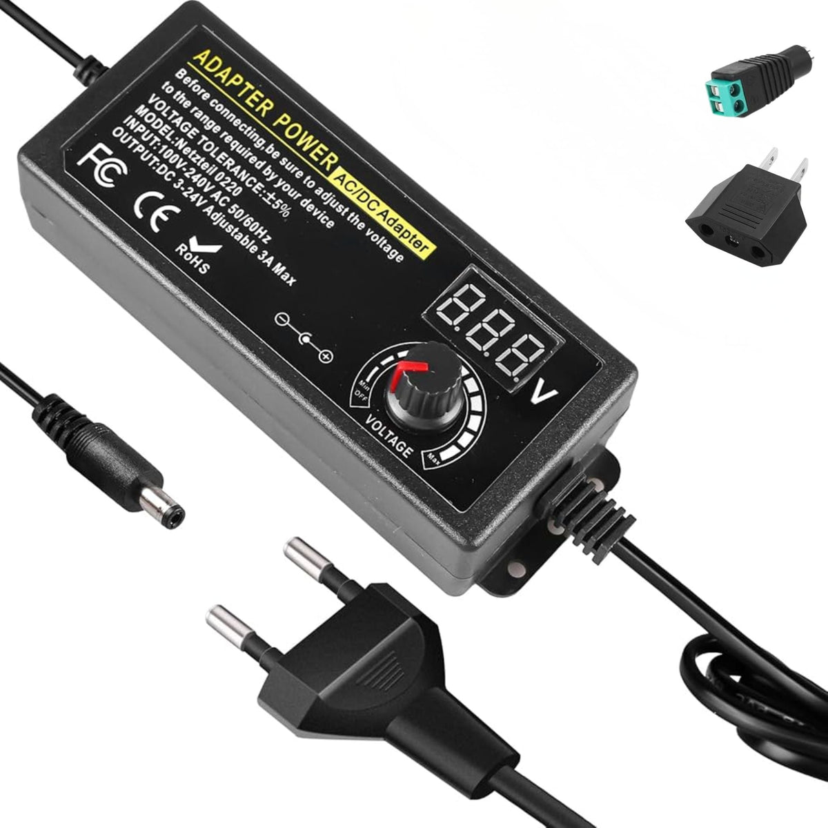 Fuente de Poder DC Ajustable 3V-24V 3A Universal - LA CASA DEL TELEFONO