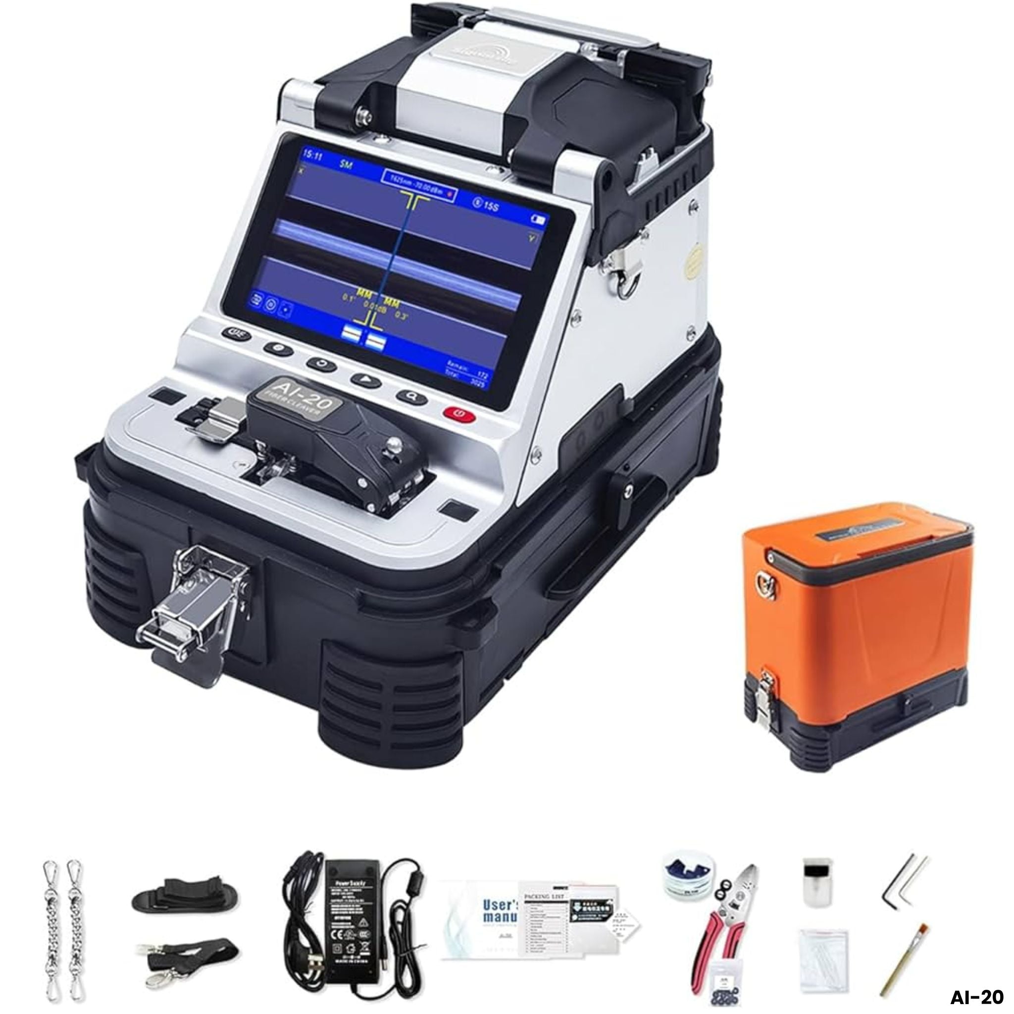 Fusionadora de fibra óptica SIGNALFIRE AI-20 con cleaver eléctrico OPM VFL integrado 