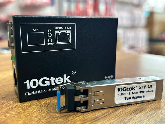 Convertidor de medios de fibra óptica con módulo transceptor SFP 1.25Gbps, 10km