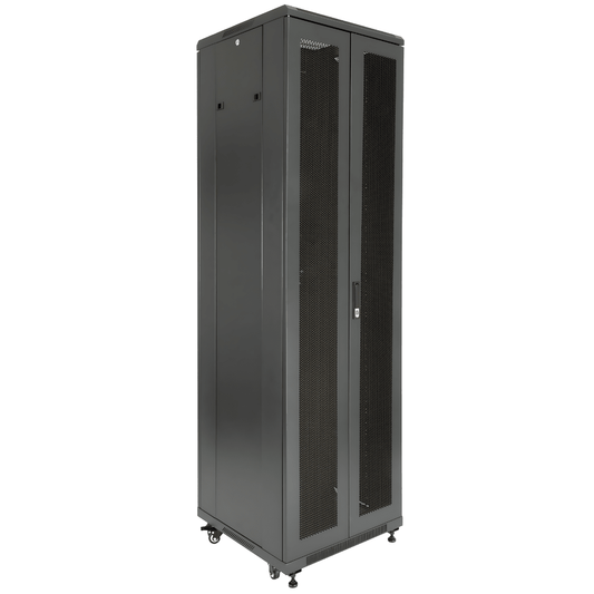 Gabinete de 42U con puerta frontal y posterior de malla perforada 800mm de profundidad - LA CASA DEL TELEFONO