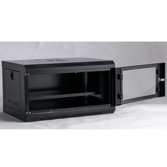 Gabinete de 6U con puerta de vidrio y bandeja incluida - LA CASA DEL TELEFONO