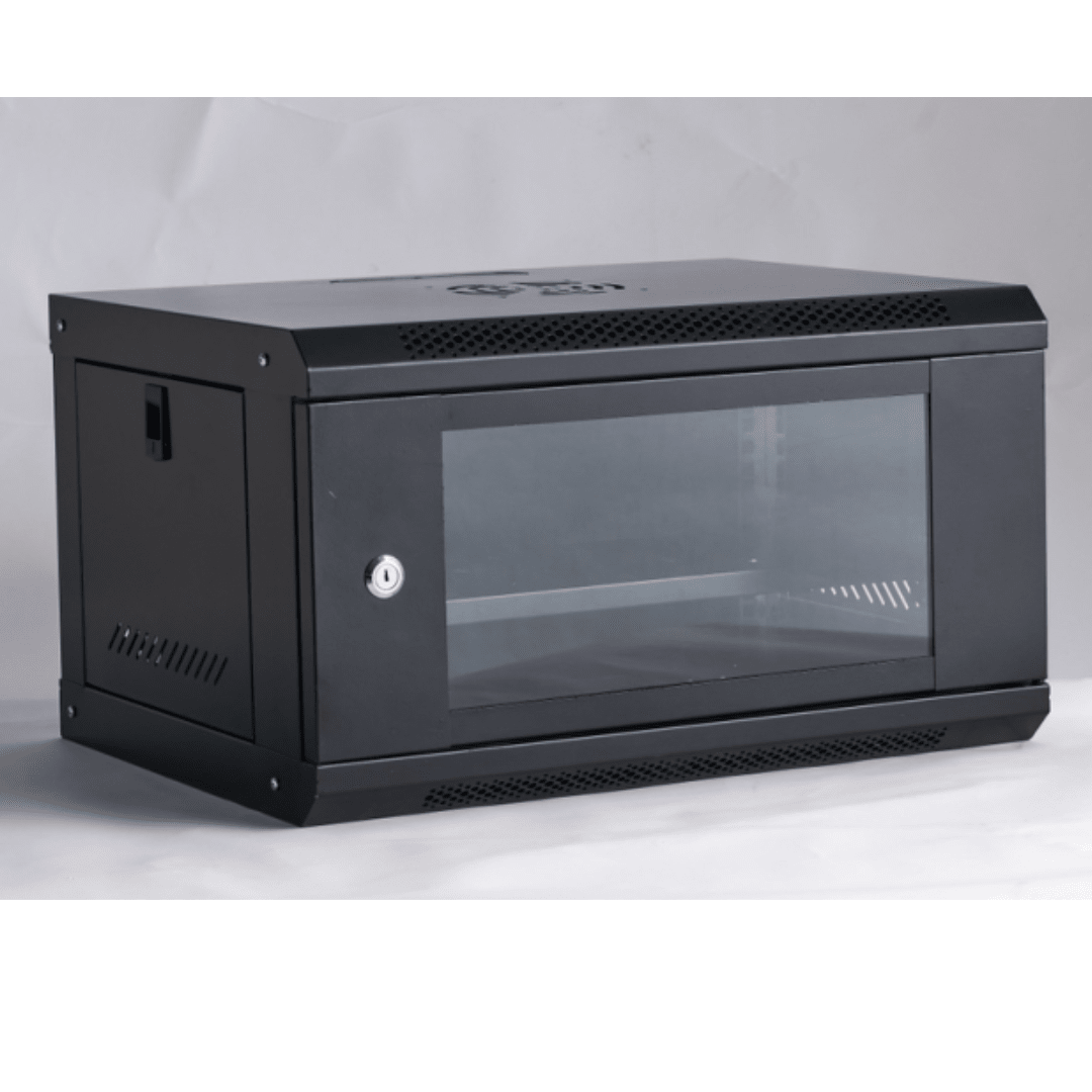 Gabinete de 6U con puerta de vidrio y bandeja incluida - LA CASA DEL TELEFONO