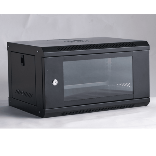 Gabinete de 6U con puerta de vidrio y bandeja incluida - LA CASA DEL TELEFONO