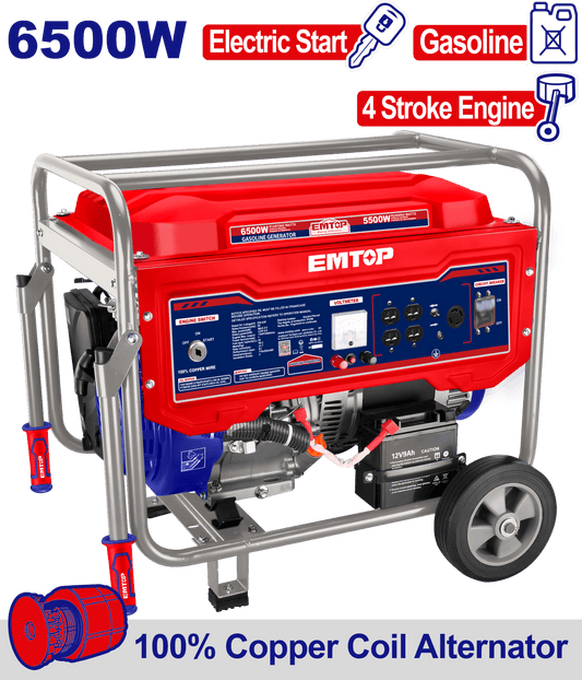 Generador a gasolina de 6500 watts motor 4T Emtop ULGGRD6511 - LA CASA DEL TELEFONO