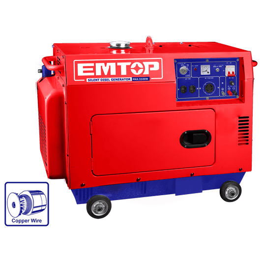 Generador diesel silencioso 5.5kW 9.0HP Emtop ULDGRS511 - LA CASA DEL TELEFONO