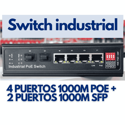 Switch industrial 4 puertos gigabit PoE + 2 SFP hasivo G800P-4G-2S