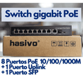 Switch 8 puertos gigabit PoE + 1 Uplink + 1 SFP hasivo S1100P-8G-1TS