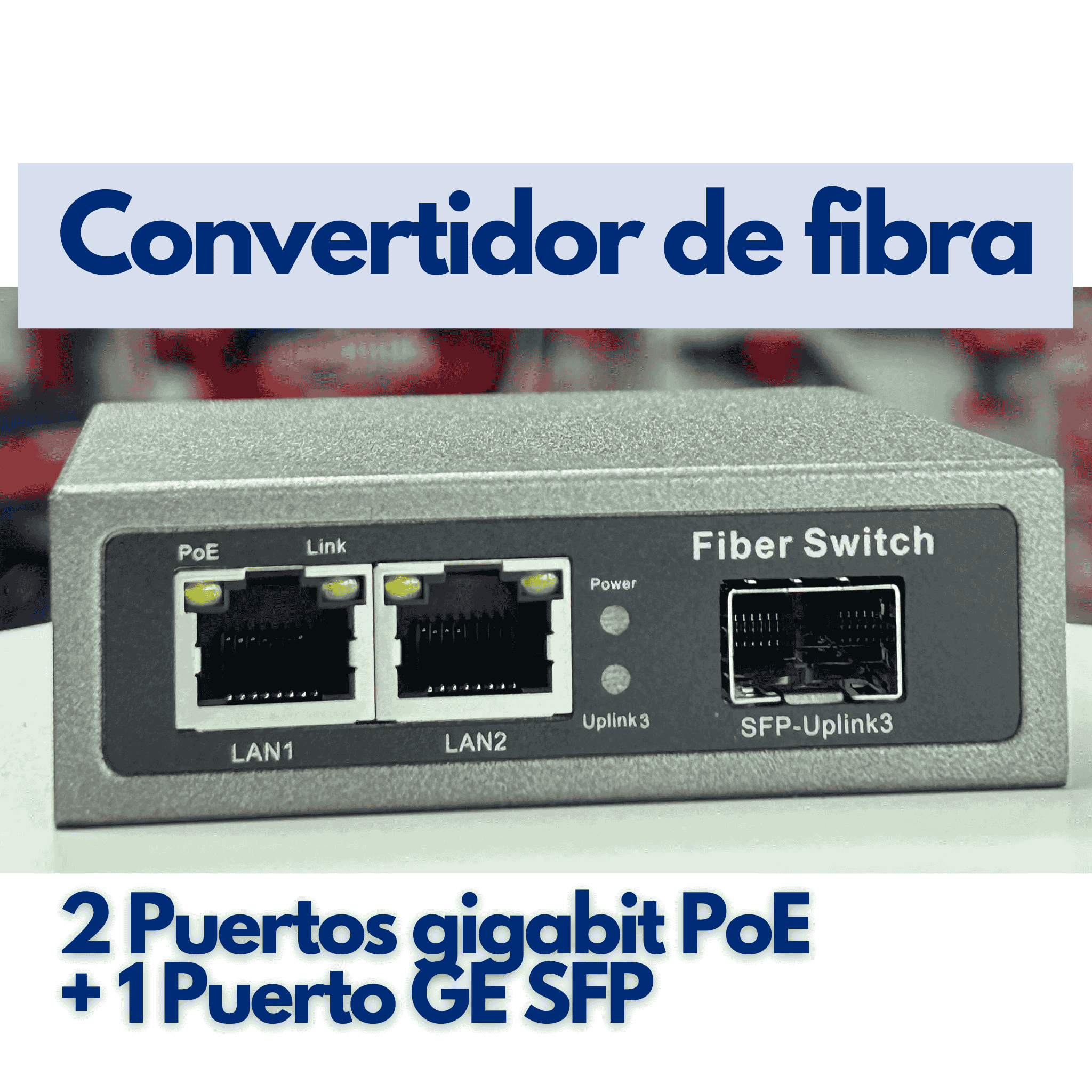 Convertidor de fibra óptica 1 puerto GE SFP + 2 puertos gigabit PoE hasivo S500P-2G-1S