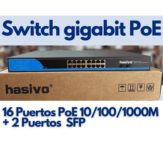 Switch 16 puertos gigabit PoE + 2GE SFP, VLAN hasivo S5800P-16G-2S