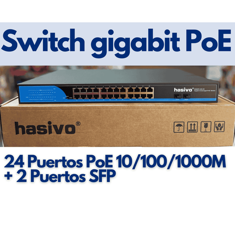Switch 24 puertos gigabit PoE + 2GE SFP, VLAN hasivo S5800P-24G-2S