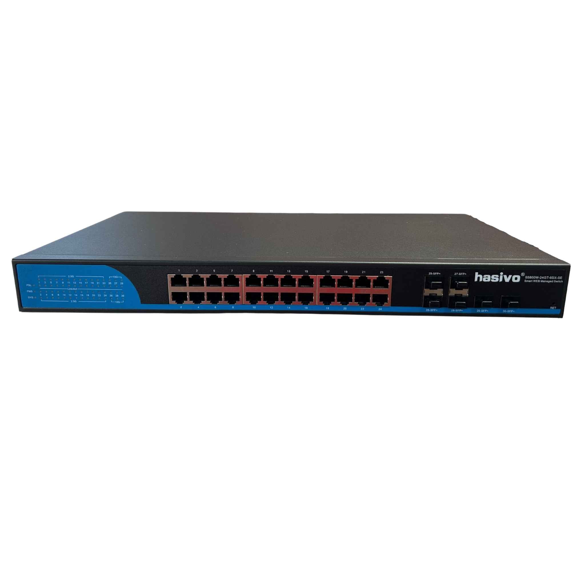 Switch administrable de 24 puertos 2.5G + 6 puertos 10G SFP+ hasivo S5800W-24GT-6SX-SE