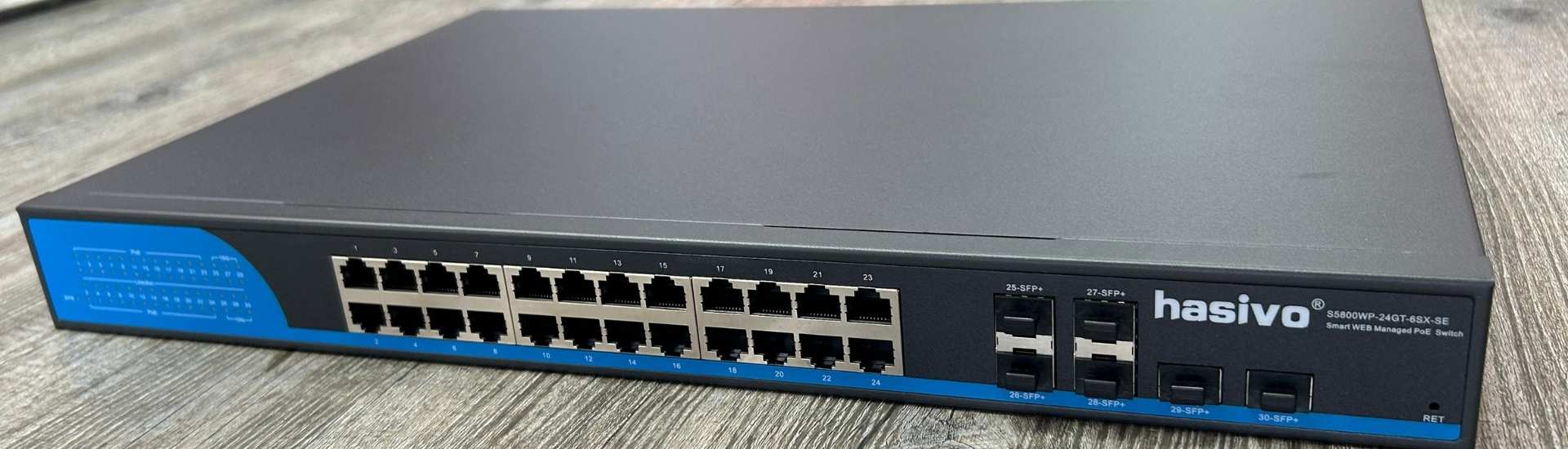 Switch administrable de 24 puertos PoE 2.5G + 6 puertos 10G SFP+ hasivo S5800WP-24GT-6SX-SE