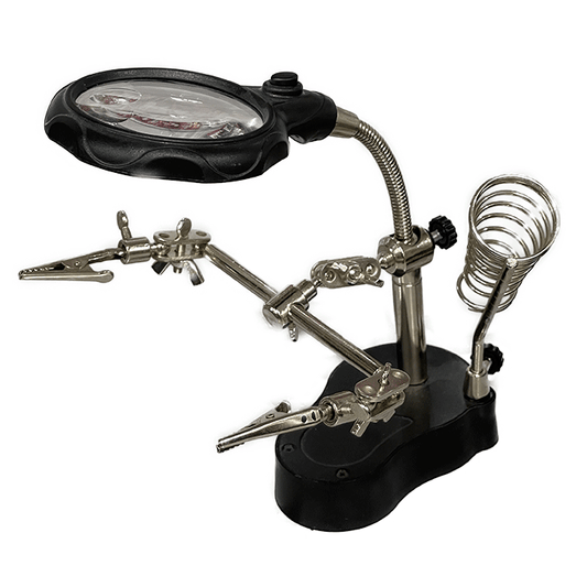 Lupa con luz led, pinzas y base para soldar Miyako HH-6