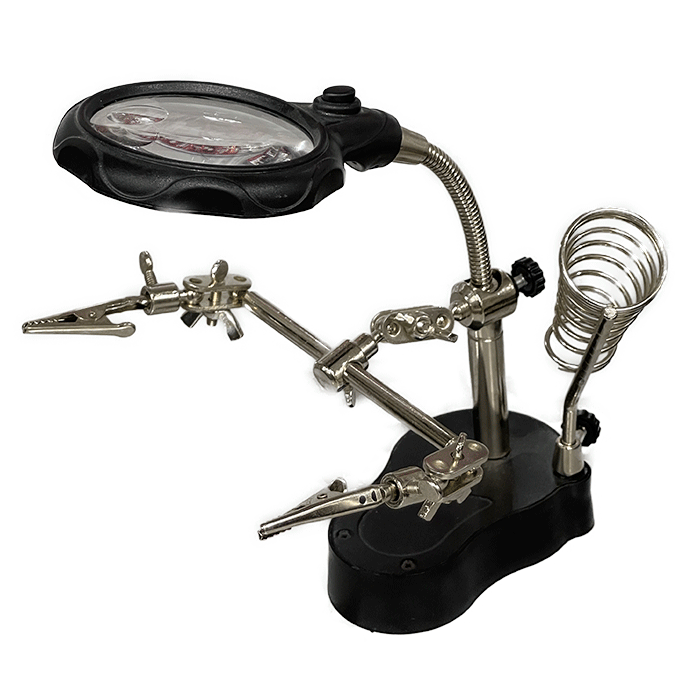 Lupa con luz led, pinzas y base para soldar Miyako HH-6