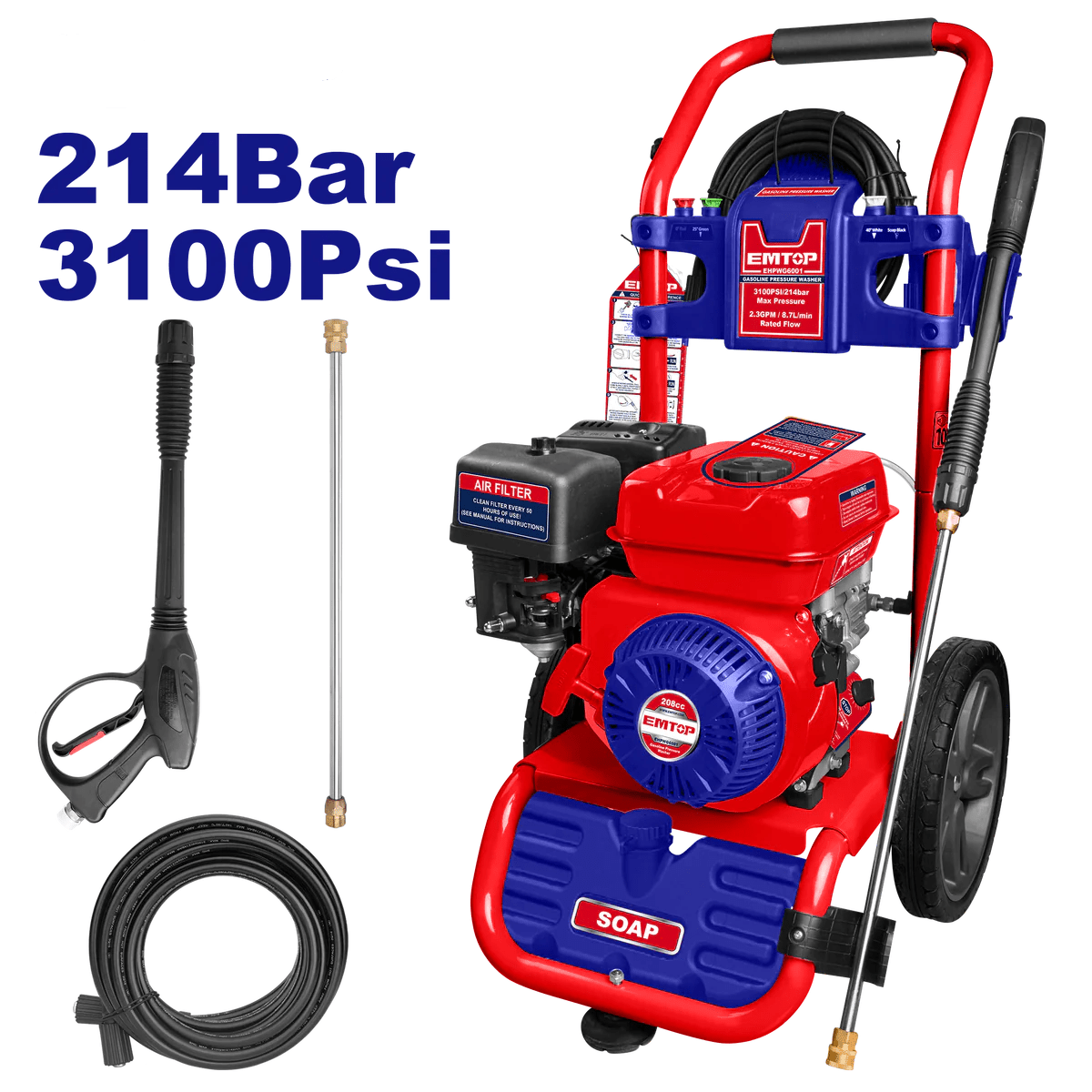 Hidrolavadora a gasolina 6.5HP 3100PSI uso industrial - LA CASA DEL TELEFONO