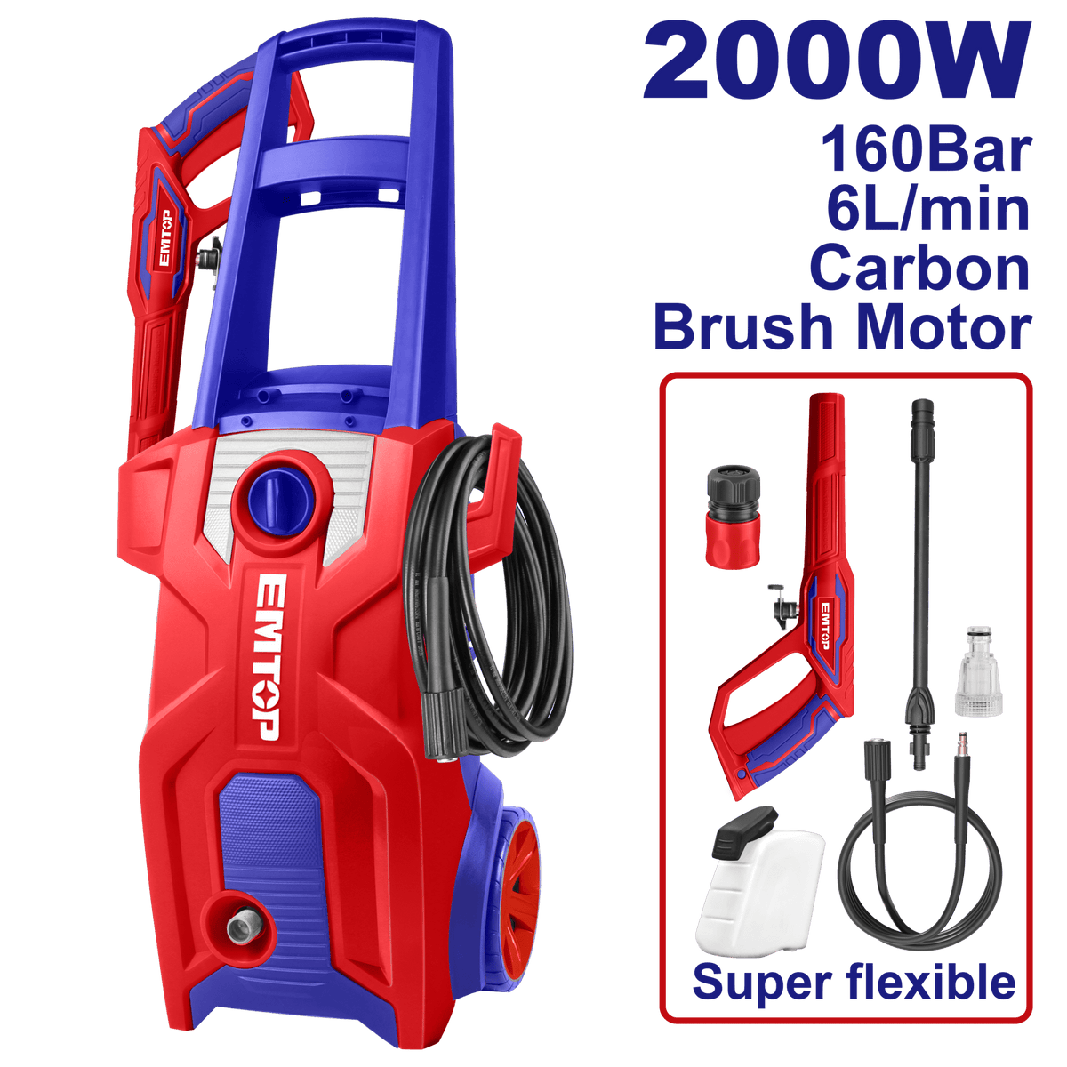 Hidrolavadora alta presión 2000W 2320psi Emtop ULHPW2011 - LA CASA DEL TELEFONO