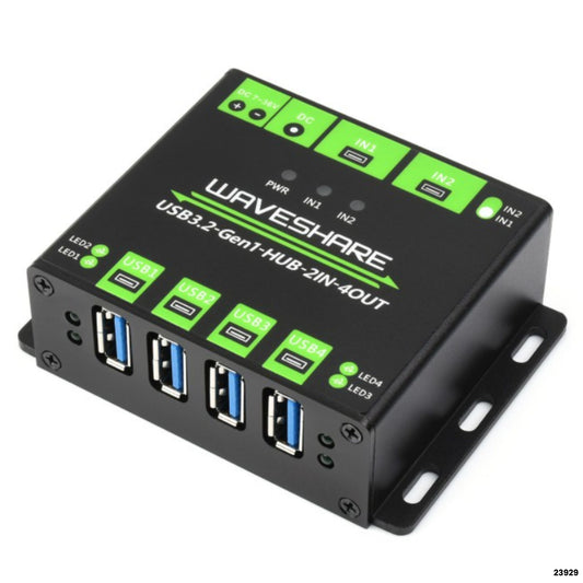 Hub USB 3.2 industrial 4 puertos 2 hosts ESD protección
