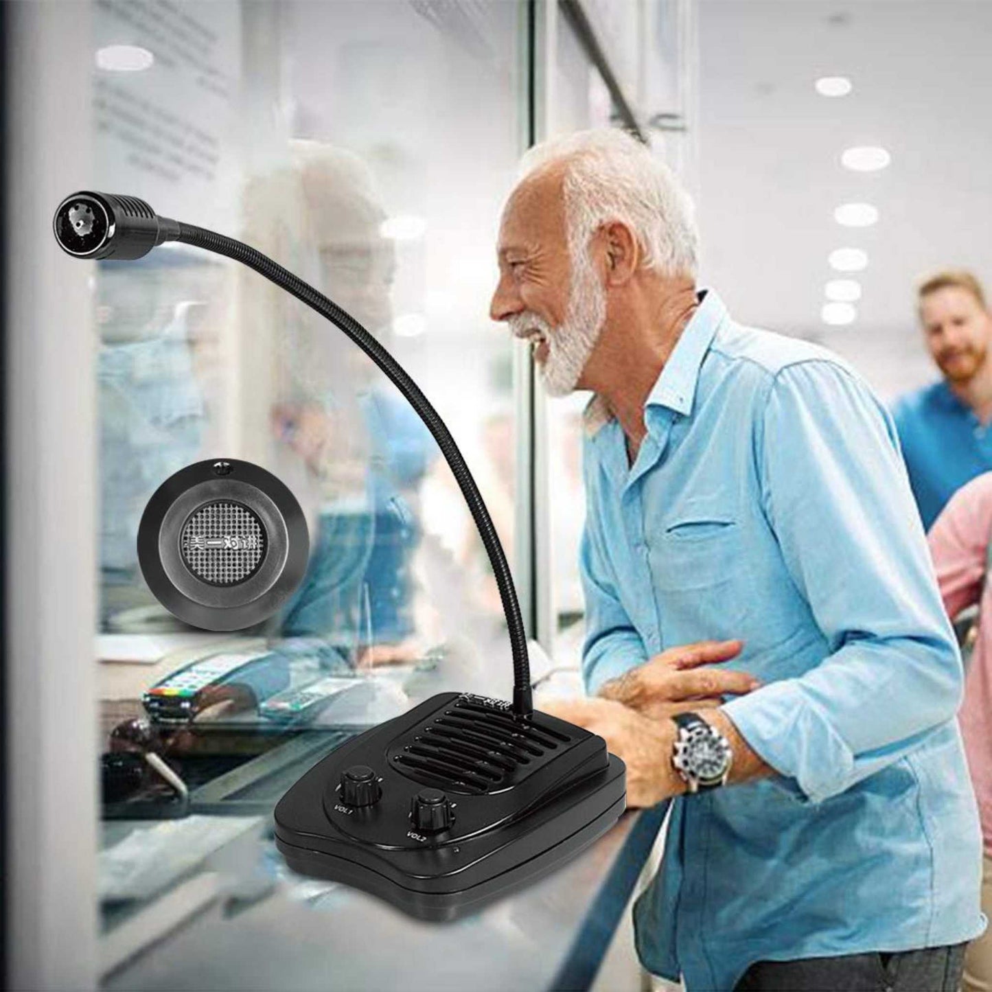 Intercom de ventanilla MY-E330 con micrófono para recepción clínicas farmacias