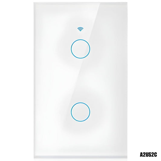 Interruptor de pared inteligente 2 botones táctiles, WiFi + RF, control por voz - LA CASA DEL TELEFONO