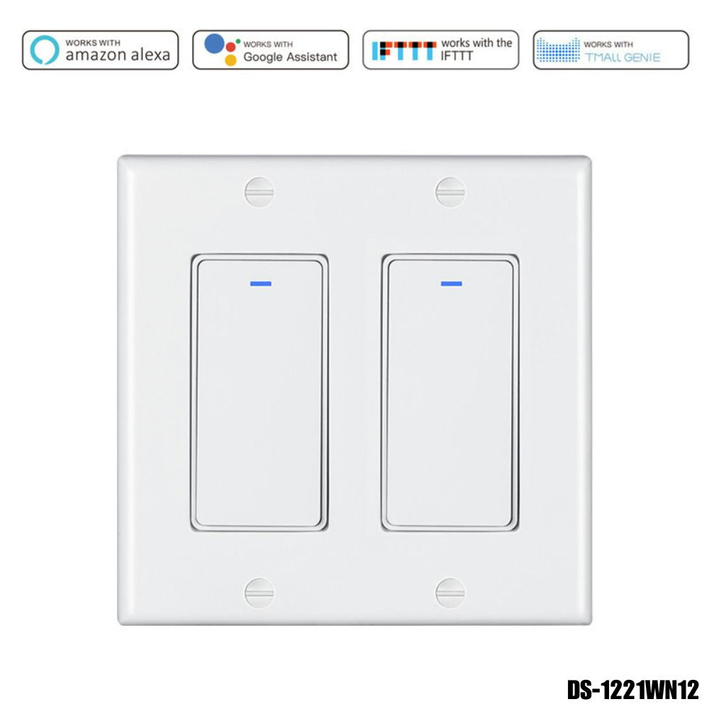 Interruptor inteligente doble Wi-Fi + Bluetooth compatible con Alexa/Google