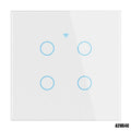 Interruptor de pared inteligente 4 botones táctiles, WiFi + RF, control por voz