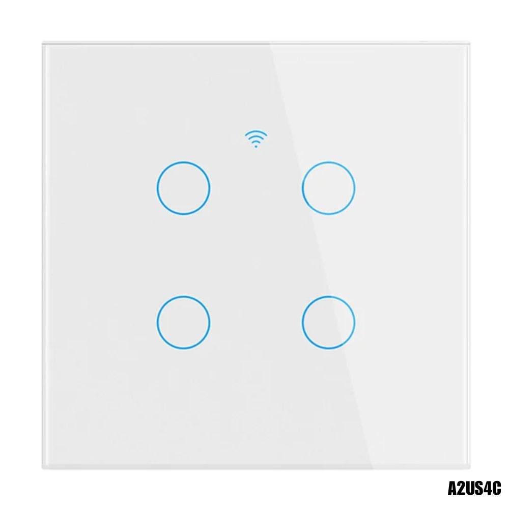 Interruptor de pared inteligente 4 botones táctiles, WiFi + RF, control por voz