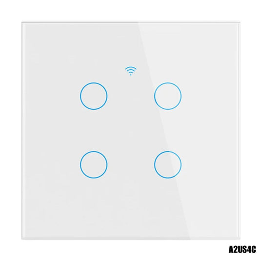 Interruptor de pared inteligente 4 botones táctiles, WiFi + RF, control por voz