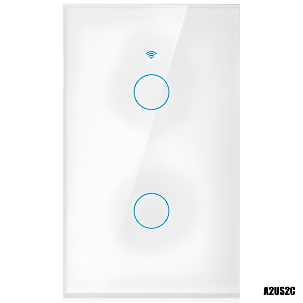 Interruptor de pared inteligente 2 botones táctiles, WiFi + RF, control por voz