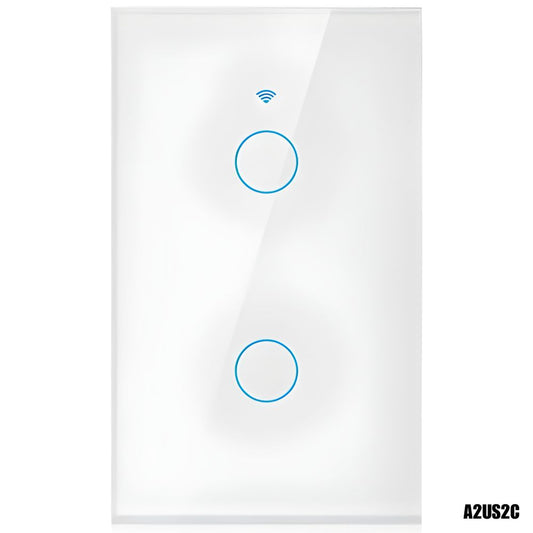 Interruptor de pared inteligente 2 botones táctiles, WiFi + RF, control por voz