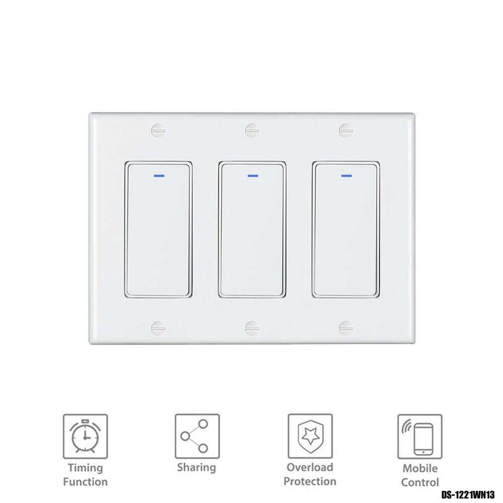 Interruptor inteligente triple Wi-Fi + Bluetooth compatible con Alexa/Google