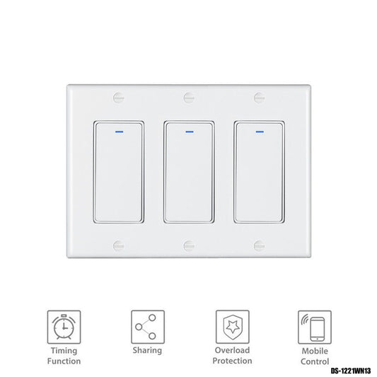 Interruptor inteligente triple Wi-Fi + Bluetooth compatible con Alexa/Google