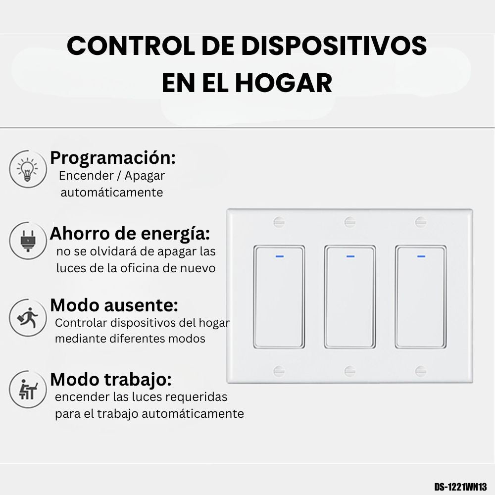 Interruptor inteligente triple Wi-Fi + Bluetooth compatible con Alexa/Google