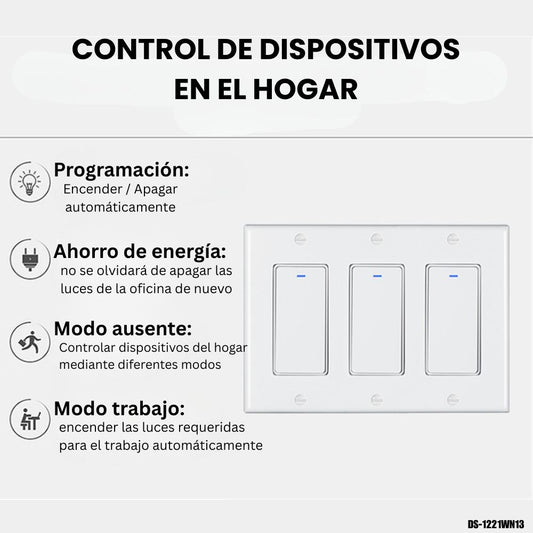 Interruptor inteligente triple Wi-Fi + Bluetooth compatible con Alexa/Google