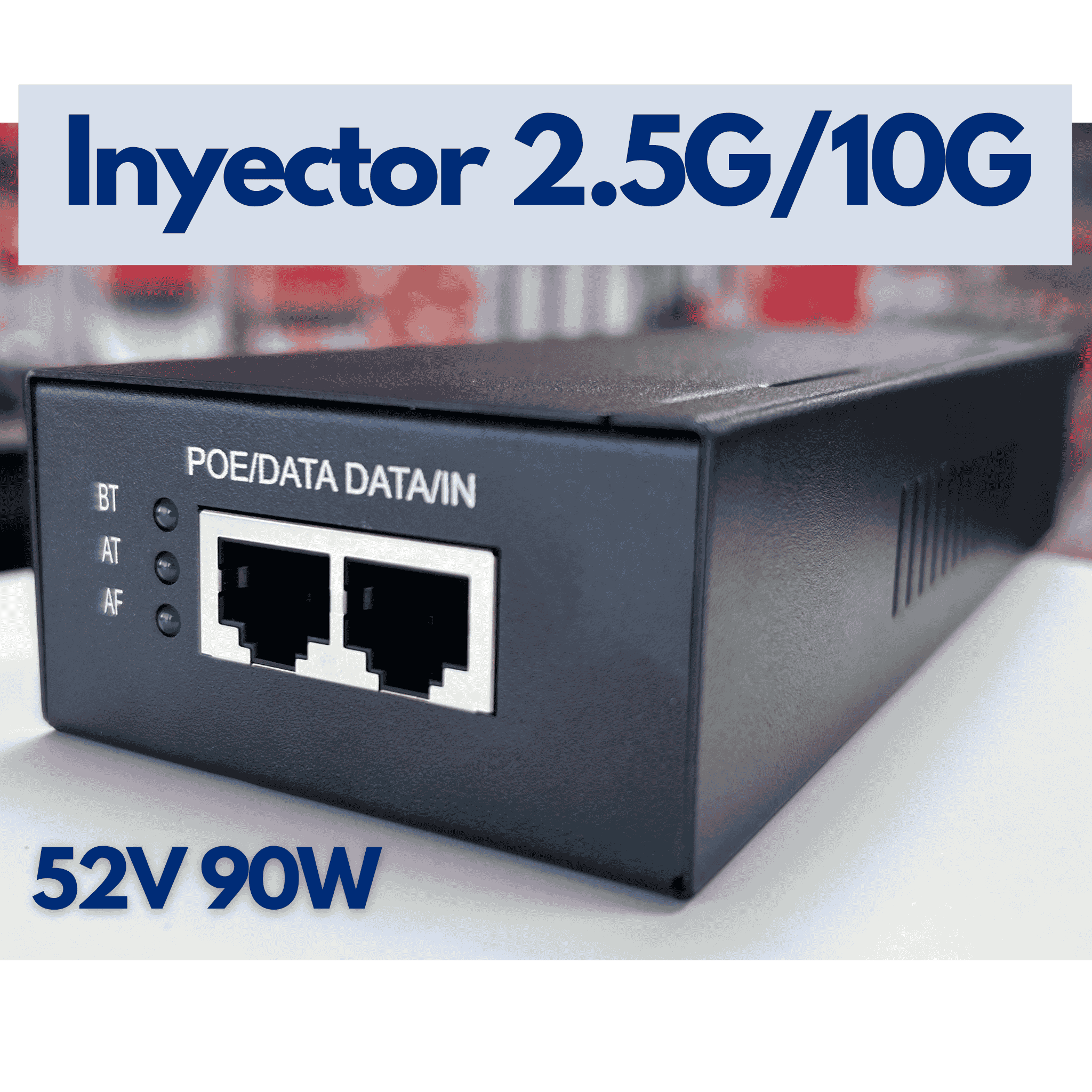 Inyector PoE 90W Hasivo PSE90W-GJ para cámaras IP y redes 10G