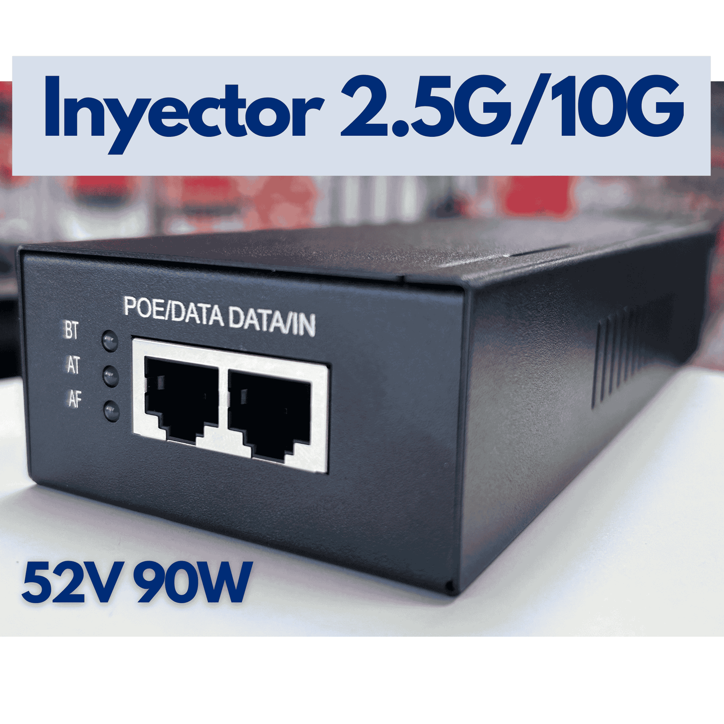 Inyector PoE 90W Hasivo PSE90W-GJ para cámaras IP y redes 10G
