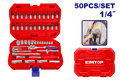 Juego de 50 piezas de dados y trinquete de ¼ Emtop ESKT14501