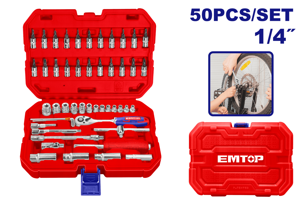 Juego de 50 piezas de dados y trinquete de ¼ Emtop ESKT14501 - LA CASA DEL TELEFONO