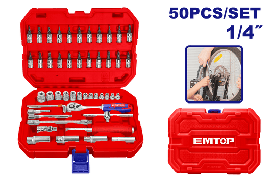 Juego de 50 piezas de dados y trinquete de ¼ Emtop ESKT14501 - LA CASA DEL TELEFONO