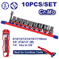 Juego de sockets dados de impacto 3/8 Emtop EMSSD38104 de 10 Piezas