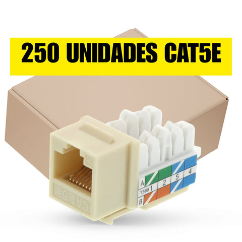Caja de 250 Keystone Jack CAT5e (crema)