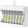 Kit cargador rápido de 8 ranuras (AA/AAA) + 8 Pilas AAA recargables Ni-MH