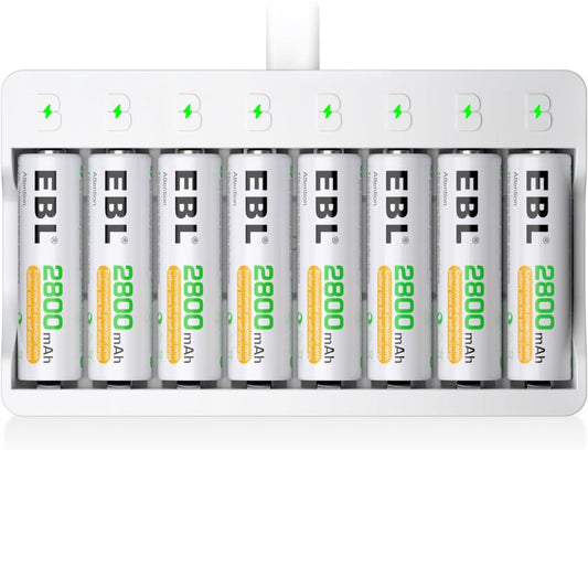 Kit cargador rápido USB para batería AA y AAA + 8 baterías recargables AA - LA CASA DEL TELEFONO