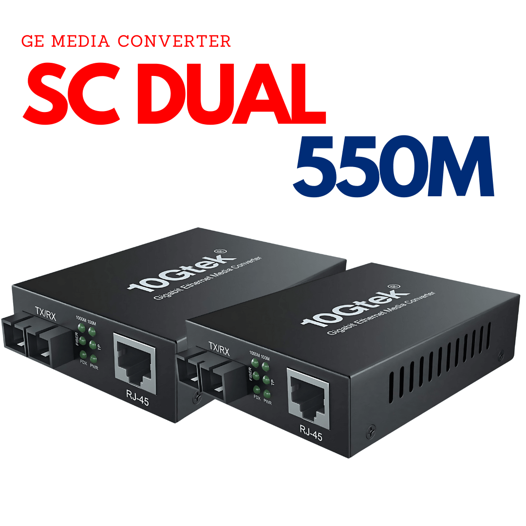 Kit convertidor multimodo de fibra a ethernet, MMF SC dual 550m – 10Gtek G0101-SCX2(x2) - LA CASA DEL TELEFONO