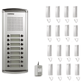 Kit de Botonera Commax DR-16AM: Botonera con 16 botones, 16 teléfonos para apartamentos y fuente de poder