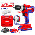 Kit de Taladro percutor 20V con 2 baterías cargador maletín y accesorios