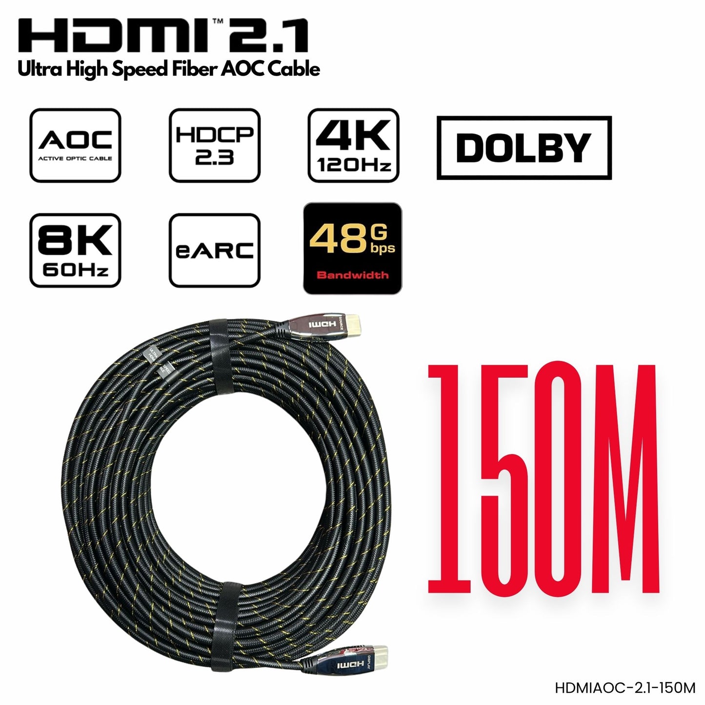 KUWES HDMIAOC-2.1 cable HDMI 2.1 fibra óptica 8K 60Hz AOC 150 metros Panamá 
