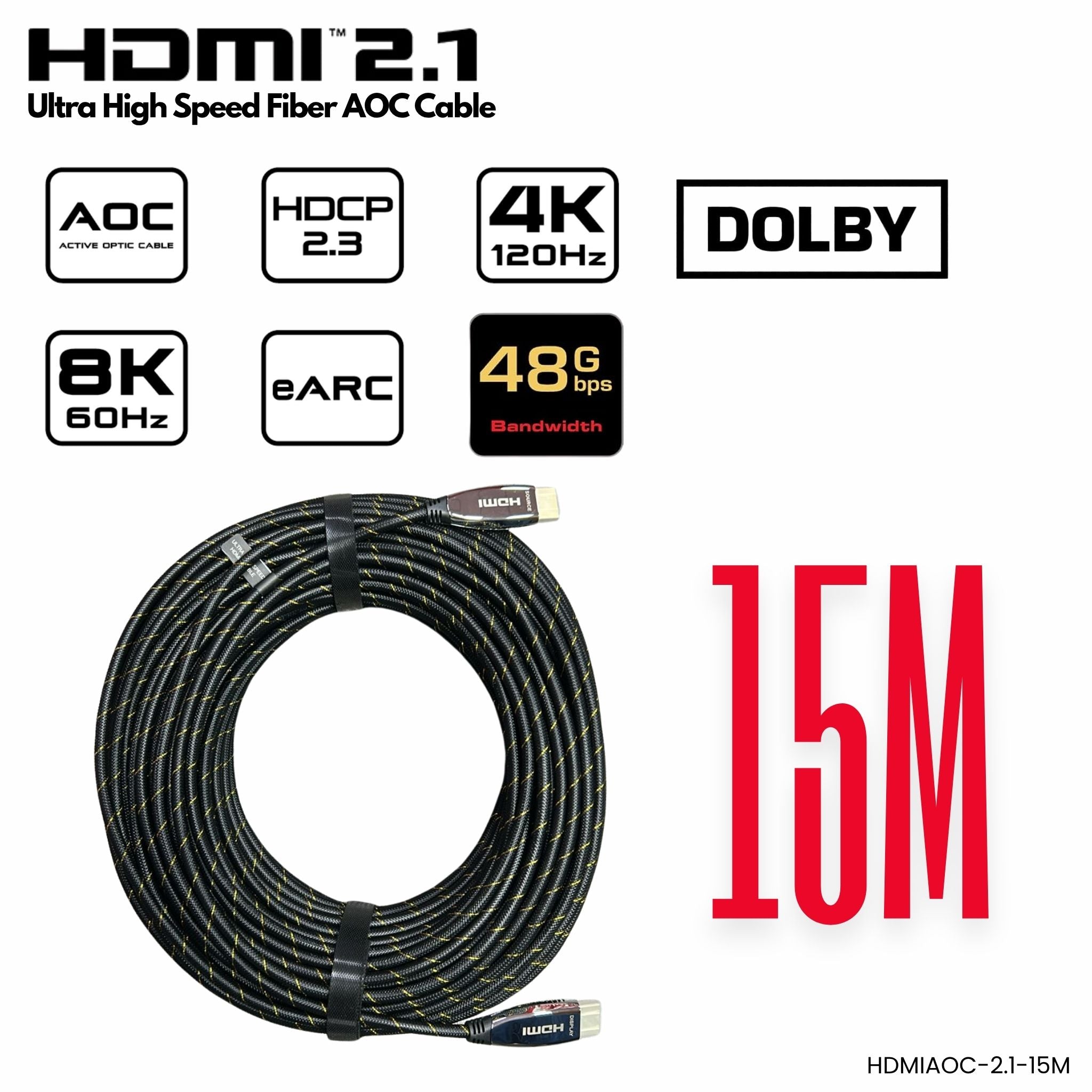 KUWES HDMIAOC-2.1 cable HDMI 2.1 fibra óptica 8K AOC 15 metros Panamá 