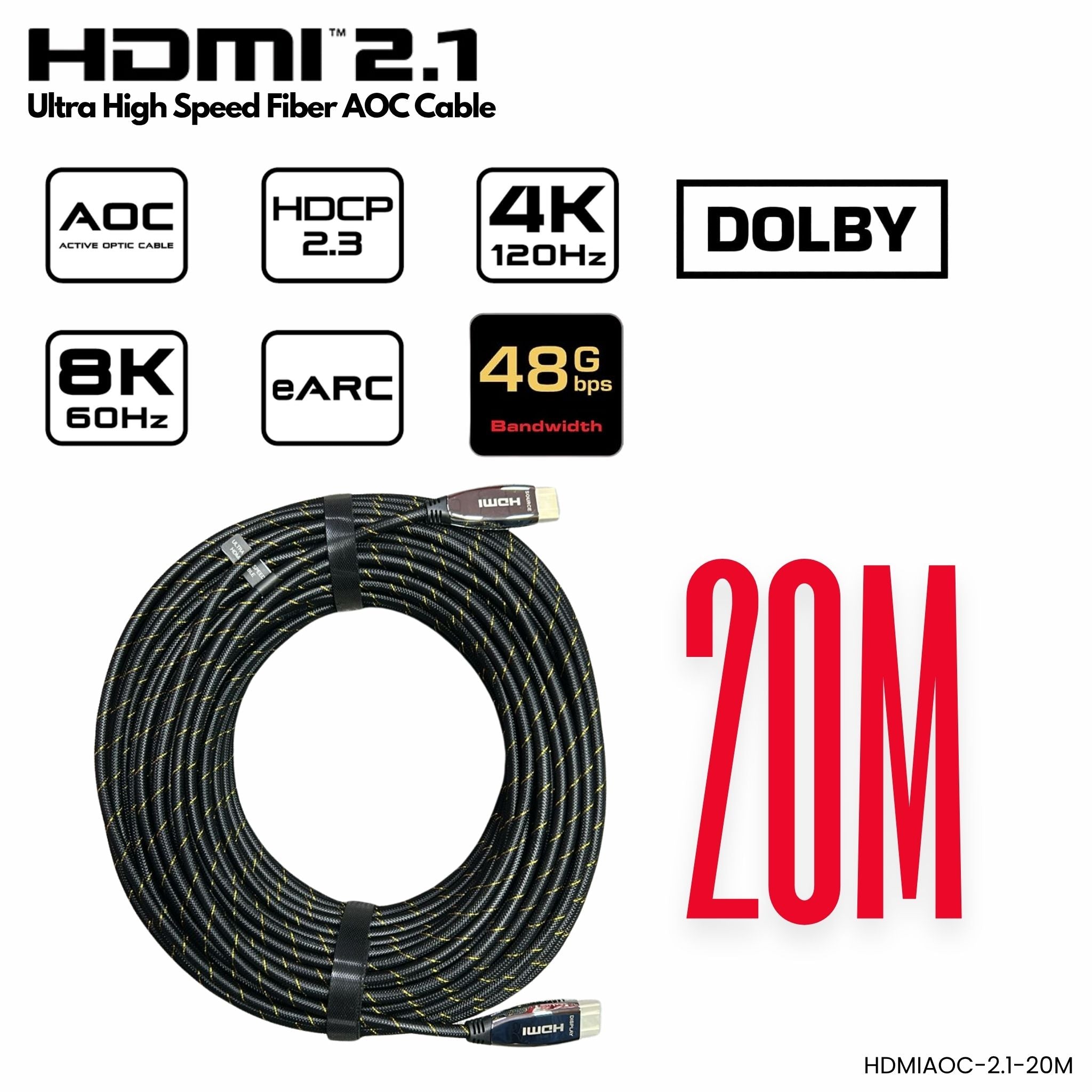 KUWES HDMIAOC-2.1 cable HDMI 2.1 fibra óptica 8K AOC 20 metros Panamá 