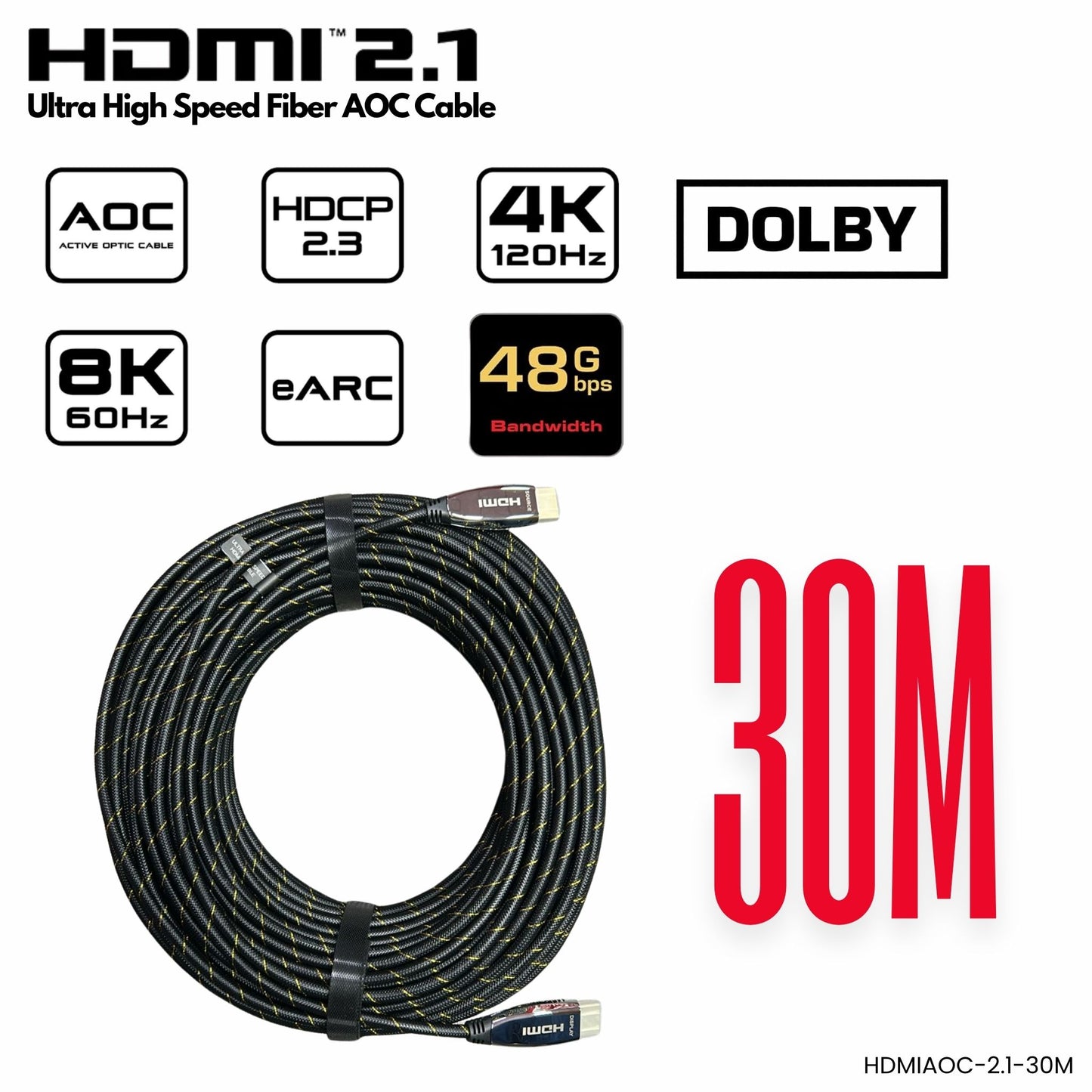 KUWES HDMIAOC-2.1 cable HDMI 2.1 fibra óptica 8K AOC 30 metros Panamá 